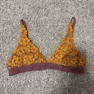Colsie Mustard & Burgundy Lace Bralette
